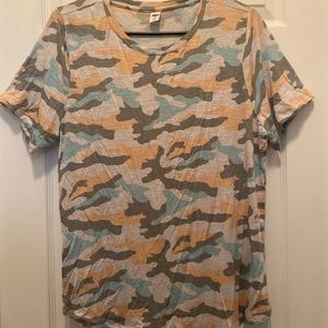 Old Navy Coral/Blue/Green Camo Luxe Tee